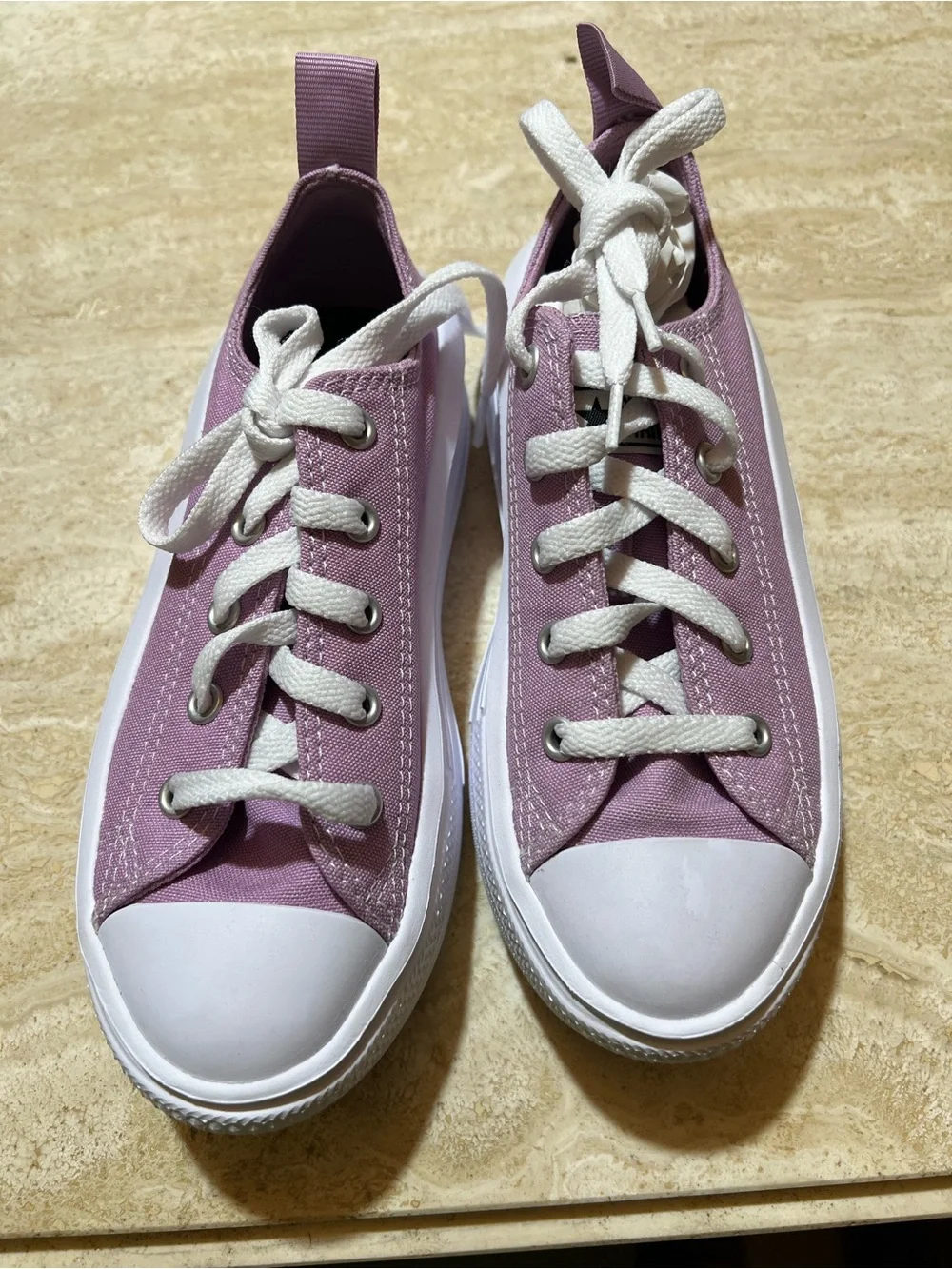 Lilac Canvas Chucks Low-Top Sneakers with White Toe Cap